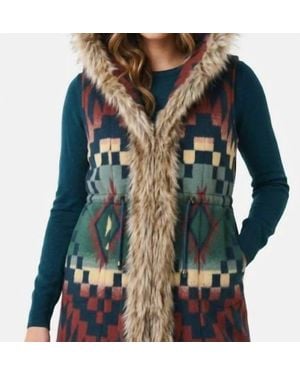 Tasha Polizzi Saddle Faux Fur Trim Vest - Blue
