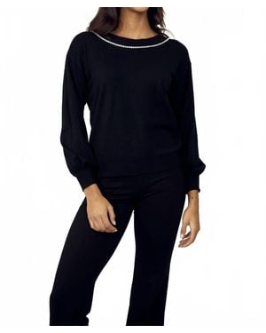 FRANK LYMAN V-Neck Jewel Embellished Sweater - Blue