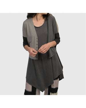 Alembika Essential Colorblock Cupro Cardigan - Black