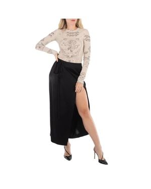 Nanushka Racha Satin Wrap Skirt - Black