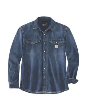 Carhartt Montana Shirt Denim Long Sleeve Snap Front Relaxed Fit Posh313 - Blue