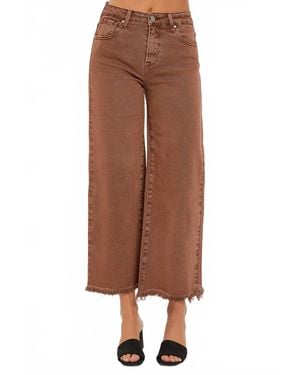 Risen High Rise Crop Wide Leg Pants - Brown