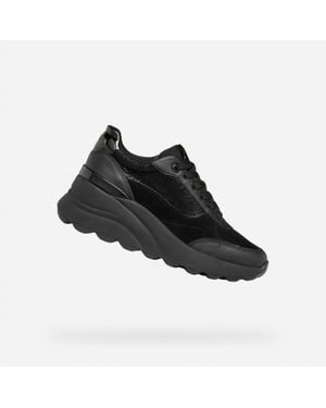 Geox Spherica Ec13 Casual Platform Wedge Sneakers - Black