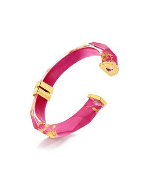 Gold & Honey Thin Faceted Lucite Bangles - Pink