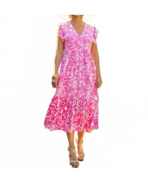 La Mer Luxe Knit Short Sleeve Brooke Midi Dress - Pink