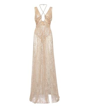 Philipp Plein Lace Long Dress - Natural