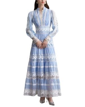 Linda Charm Printed Maxi Dress - Blue
