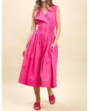 TCEC Wyatt Zip Front Midi Dress - Pink