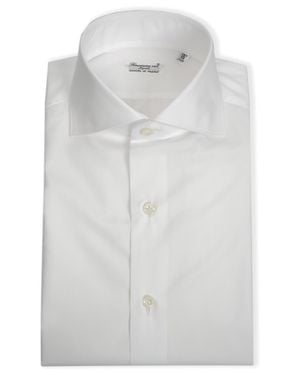 Finamore 1925 Double-Twisted Cotton Poplin Tailored Shirt Milano Line - Blue