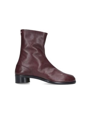 Maison Margiela Ankle-High Split-Toe Leather Boots - Purple