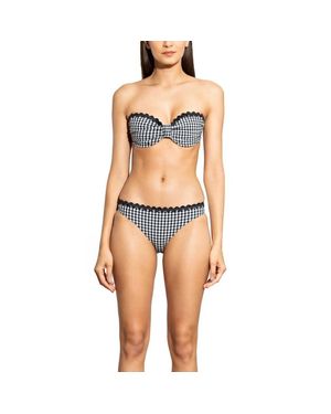 Shoshanna Gingham Jacquard Scallop Trim Bikini Bottom - Blue