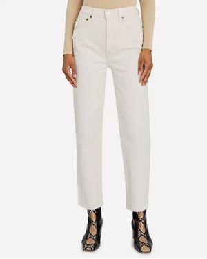 RE/DONE 70S Stove Pipe High Rise Straight Leg Jeans - White