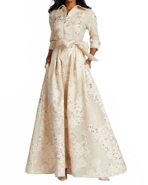 Teri Jon Shirtdress Gown - Natural