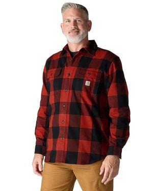 Carhartt Shirts Plaid Loose Heavyweight Flannel Long-Sleeve Posh158 - Red