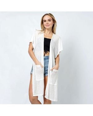 TRUEDAMES Ribbed Jersey Vest Poncho With Pocket - Blue
