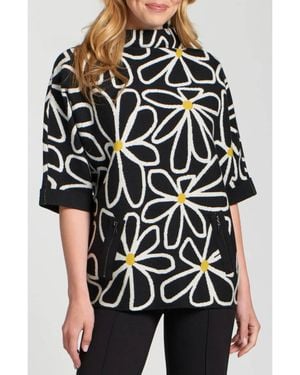 Apny Whimsical Floral Sweater - Black