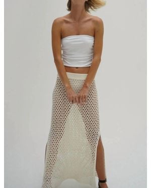 LNA Holly Ribbed Strapless Top - Natural