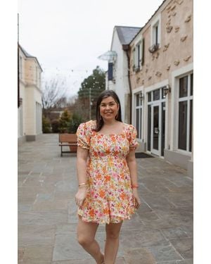 Blu Pepper Floral Smocked Dress - Gray