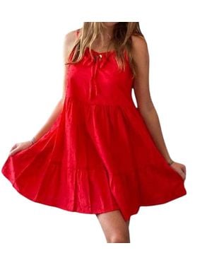 Self Contrast Embroidered Dress
