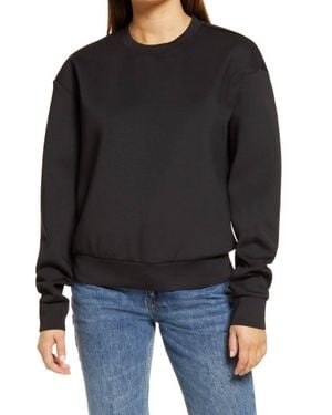 GOOD AMERICAN Scuba Boyfriend Crewneck Sweatshirt - Black