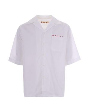 Marni Embroidered Bowling Shirt - Purple