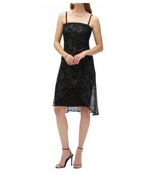 Joseph Ribkoff Foiled Mesh Strapless Dress - Black