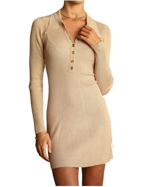 Araminta James Knit Long Sleeve Mini Dress - Natural