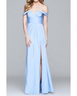 Faviana Off The Shoulder Evening Gown - Blue