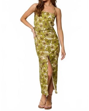 Stillwater Giada Square Neck Apron Midi Dress - Yellow