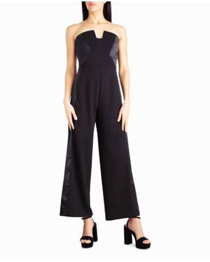 Nicole Miller Jasmine Crepe Tuxedo Jumpsuit - Blue