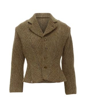 Junya Watanabe Tweed Herringbone Transformable Jacket - Green