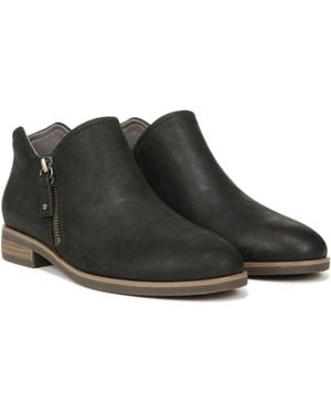 Dr. Scholls Avenue Zip Boots Leather Ankle Bootie Lion1018 - Black