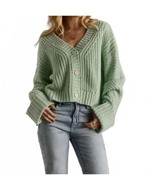 Panache Apparel Knit Cropped Cardigan - Green
