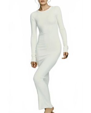 ÉTERNE Long Sleeve Crew Maxi Dress - White