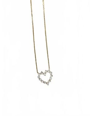 Chansuttpearls Mini Diamond Heart Necklace - White