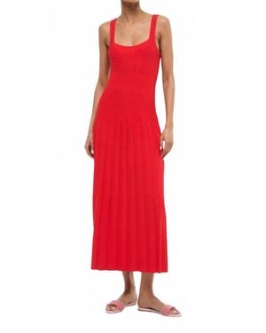 STAUD Ellison Knit Midi Dress - Red