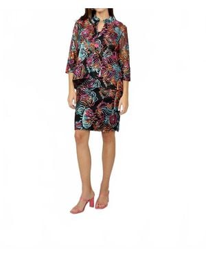 FRANK LYMAN Floral Embroidered Hip-Length Jacket - Multicolor