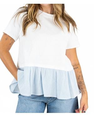 Six Fifty Ravello Mix Media Poplin Top - White