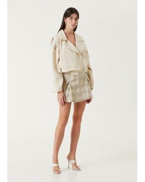 PCFG Store Linen Blend Free Heaven Pleated Mini Skirt - Natural