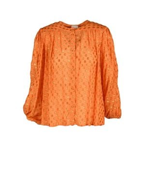 L'Autre Chose Viscose Metallic Fiber Blouse - Orange