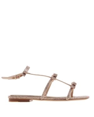 Ferragamo Ferragamo Bow Crystal Embellished Sandals, Size 7 C - White
