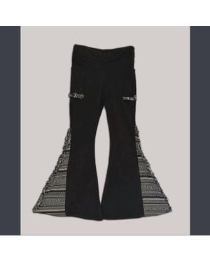 Jayli Cotton Fleece Stonewashed Pants With Gherri Trim - Black