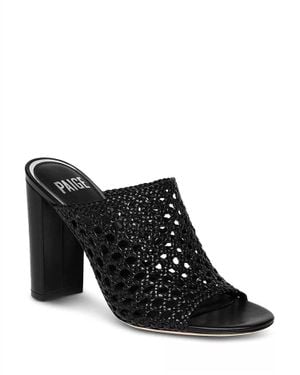 PAIGE Interwoven Heeled Slip-On Sandals - Black