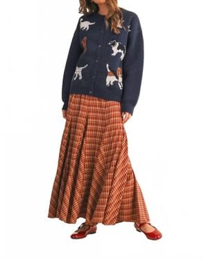 ..,merci Plaid Maxi Skirt - White
