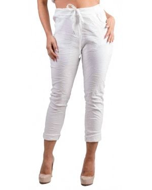 Gigi Moda Diamante Tie-Waist Pants - White