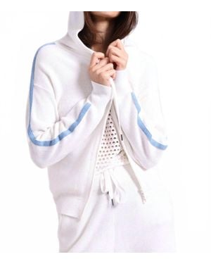 Minnie Rose Cotton Cashmere Baby Shaker Hoodie With Tipping - White