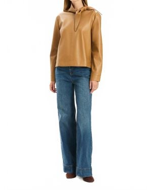 tyler boe Rebecca Vegan Leather Tie Front Shirt - Blue