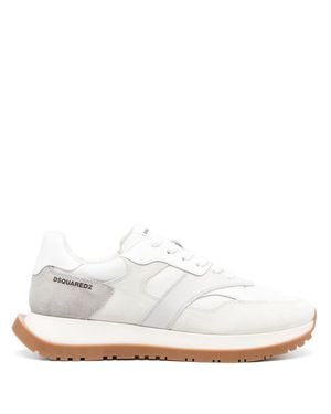 DSquared² Low-Profile Suede Detailing Leather-Blend Sneakers - White