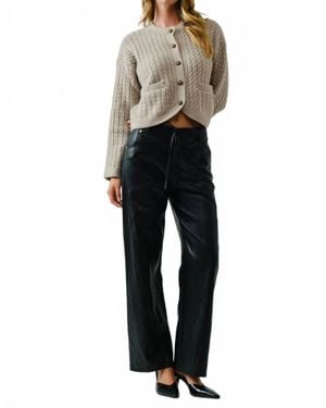 Aaron & Amber Super Soft Faux Leather Straight Pants - Blue