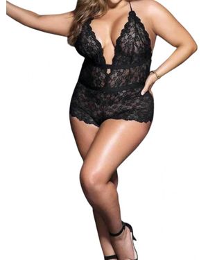 MAPALE Cassie Crotchless Bodysuit - Black